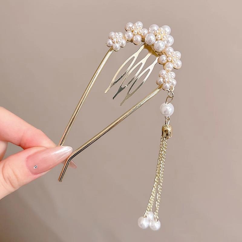 U-Shaped Pearl Women's Updo Hairpin 2025 - Elegant Insert Comb Headwear
