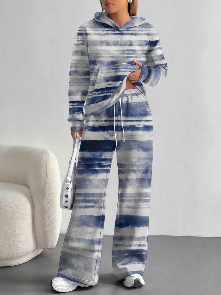 Vertigo European And American Autumn And Winter Casual Long-Sleeved Suit Women'S Hooded Sweater Trousers Two-Piece Set