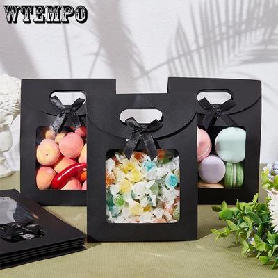 12pcs Rectangle Gift Bags with Window Cute Bowknot Paper Gift Bags Party Favor Bags Wedding Gift Supplies Gift Wrapping and Storage Supplies