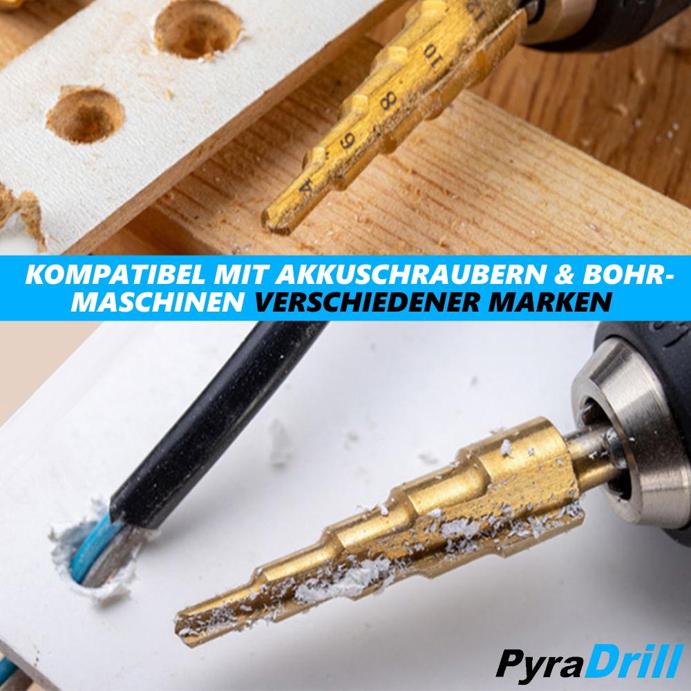 PyraDrill Stufenbohrer HSS Edelstahl Schälbohrer Kegelbohrer Konusbohrer 3er Set