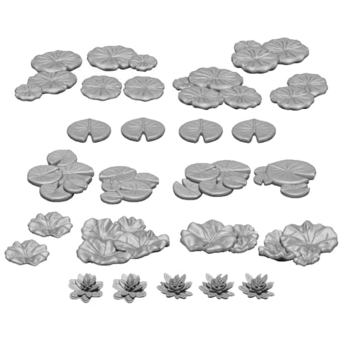 Green Staff World Diorama Accessory 3D Print Set: Water Lily Leaves and Flowers (25 Pieces) Hobby Accessory GSWD-11616