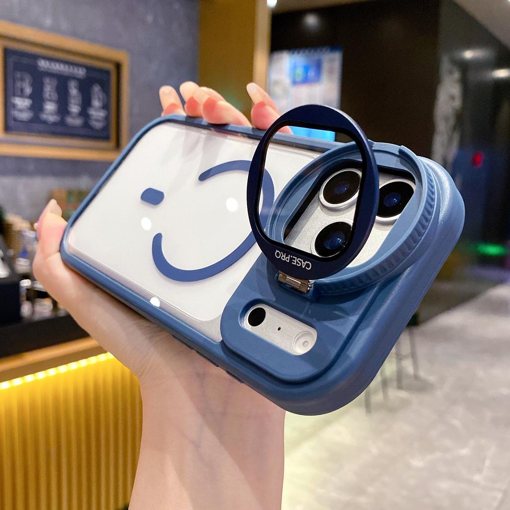 Etui Ochronne z Podstawką na Szkło Obiektywu Magsafe do iPhone 16 15 14 Plus 13 12 17 Pro Max Air Magnetyczne Matowe Pancerz Odporne na Wstrząsy Pokrowiec