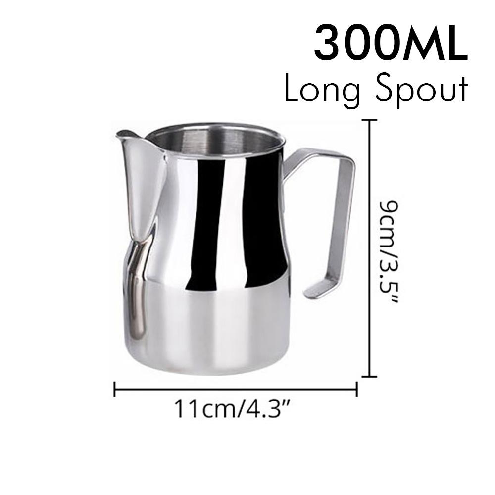 

Питчер для вспенивания молока из нержавеющей стали, профессиональные кувшины для вспенивания молока, чашка для пара для эспрессо бариста, длинный закругленный носик, 300/500/700 мл
