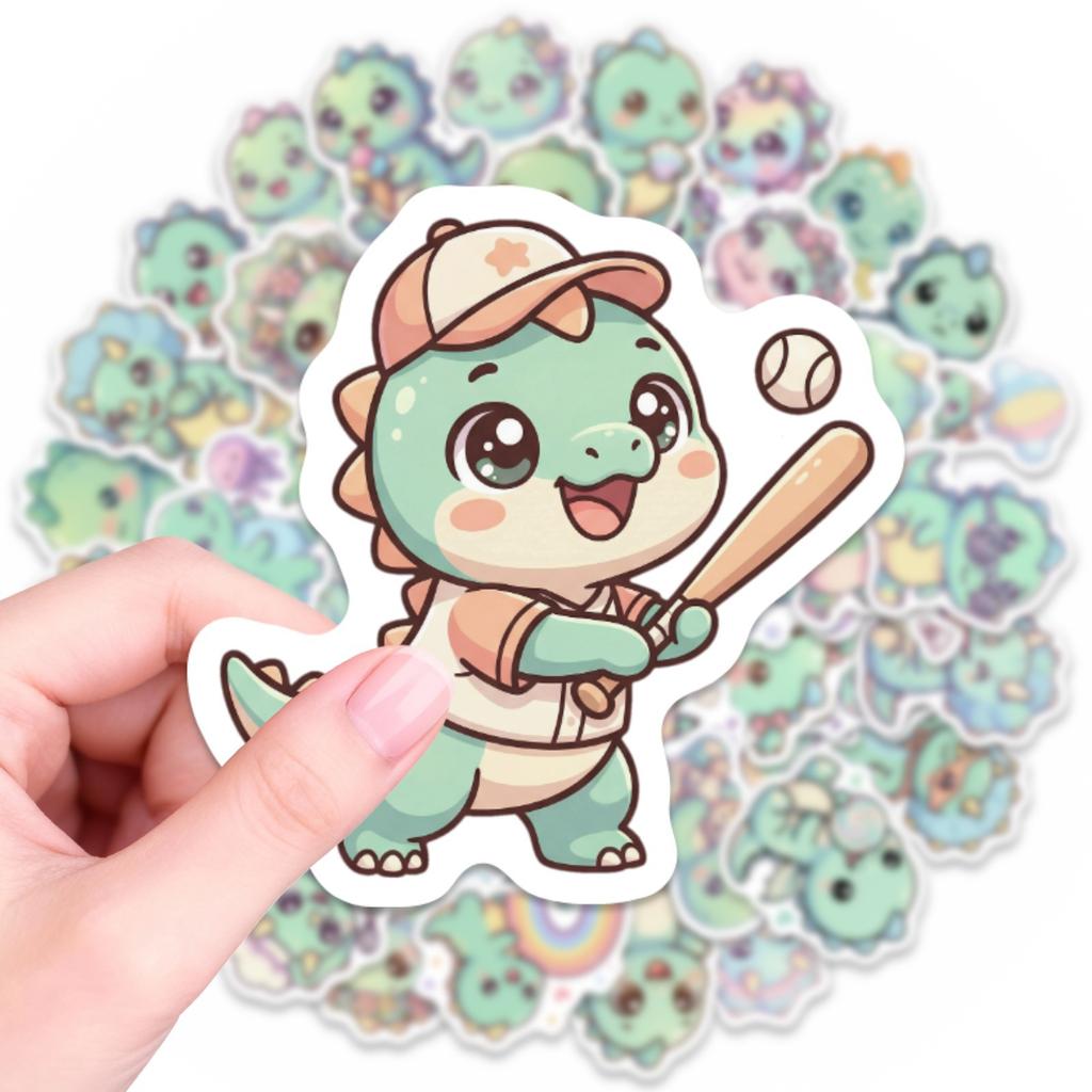 50 Cute Little Dinosaur Stickers Cartoon Animal Creative Stickers Water Cup Flat Decoration Waterproof Sticker
