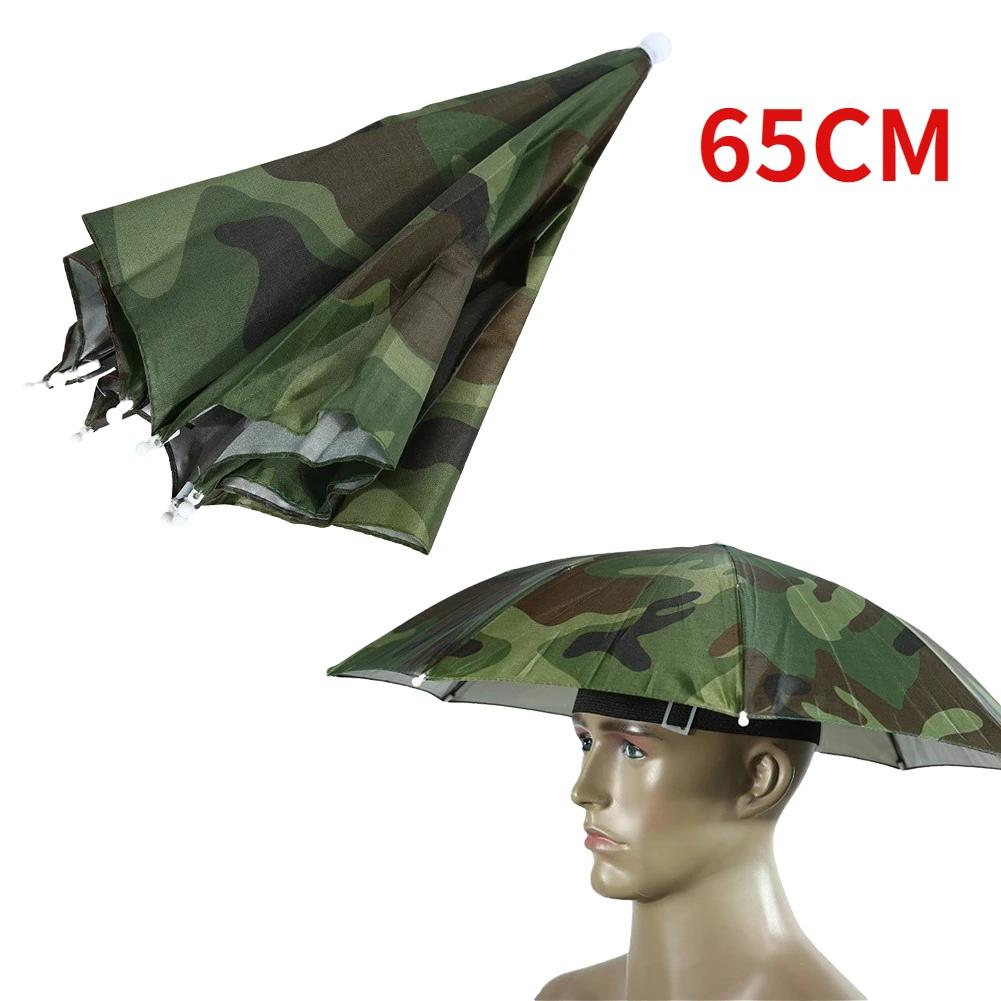Outdoor Foldable Head Umbrella Hat Anti-Rain Anti-Sun Head-Mounted Headwear Sun Cap for Fishing Golf Cycling Hiking Camping