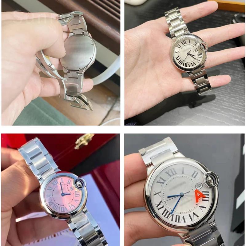 Stainless Steel Watch Strap for Cartier Blue Balloon Hand Men Women Steel Belt Raised Mouth Watchband Accessories 14.22mm