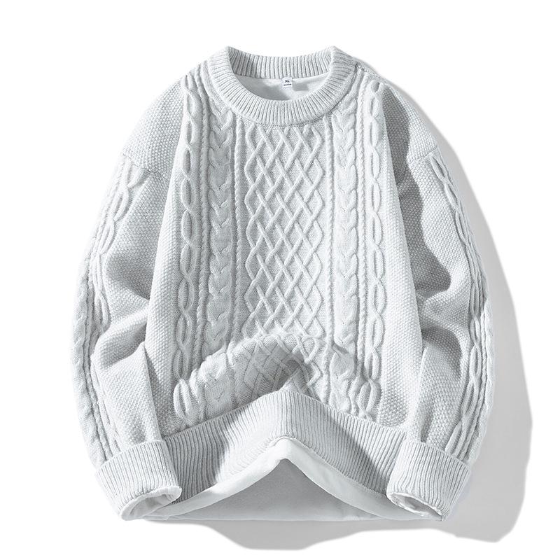 Autumn/Winter Men's Plus Velvet Knit Sweater - Casual Couple Style Pullover