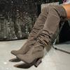 Women's New Autumn Winter Plus‑Size Over‑The‑Knee Boots Slim Stretch High‑Heel Tall Boots Block Heel Long Shaft Boots
