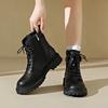 Minimalist Lace-up Combat Women Boots 4.5cm Chunky Heel Platform Women Boots British Style Thick Sole Increase Height Casual Boo