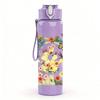 1PC Vintage Mixed Floral Garden Bouquet Print 750ml Color Plastic Sports Water Bottle Leakproof Flip Straw Lid Suitable for Sports Office Home Use