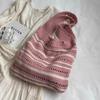 Striped Pattern Woven Shoulder Bag Bohemian Hollow Out Beach Bag New Knitted Tote Bag  Versatile