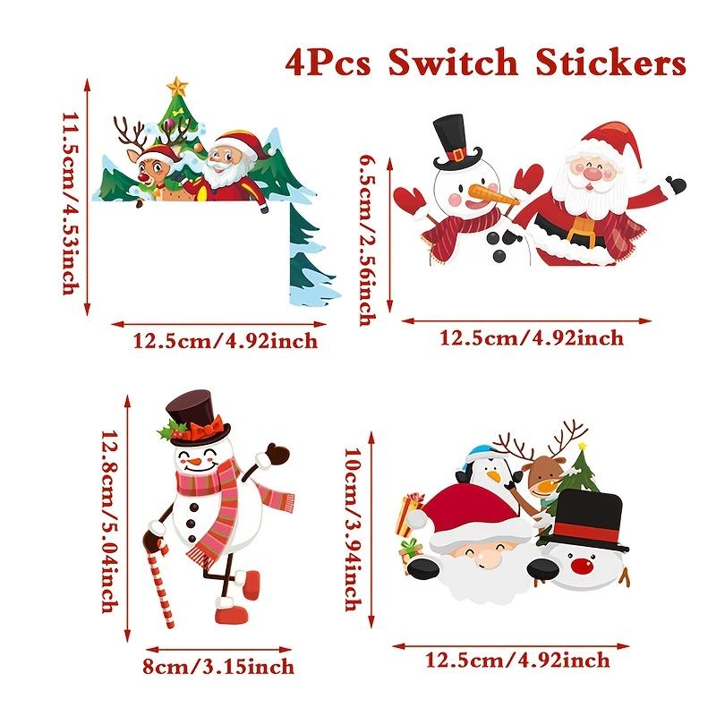 

4pcs Cartoon Christmas Series Festival Switch Sticker DIY Wall Art Stickers Home Switch Frame Decoration Removable Self-adhesive As shower