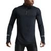 Men Sport Top Zipper Stand Collar Thin Sweat Absorption Quick-drying Long Sleeve Solid Color Basketball Training Fitness Workout