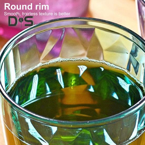 Barevné průsvitné kelímky na vodu 310ml s diamantovým vzorem, nerozbitné, tepelně odolné, bez BPA, stohovatelné sklenice pro domácí večírky a restaurace