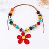 Bohemian simple fashion color tether beaded necklace exaggerated flower pendant women's necklace