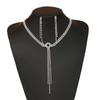 Elegant European & American Light Luxury Rhinestone Bridal Necklace & Earrings Set