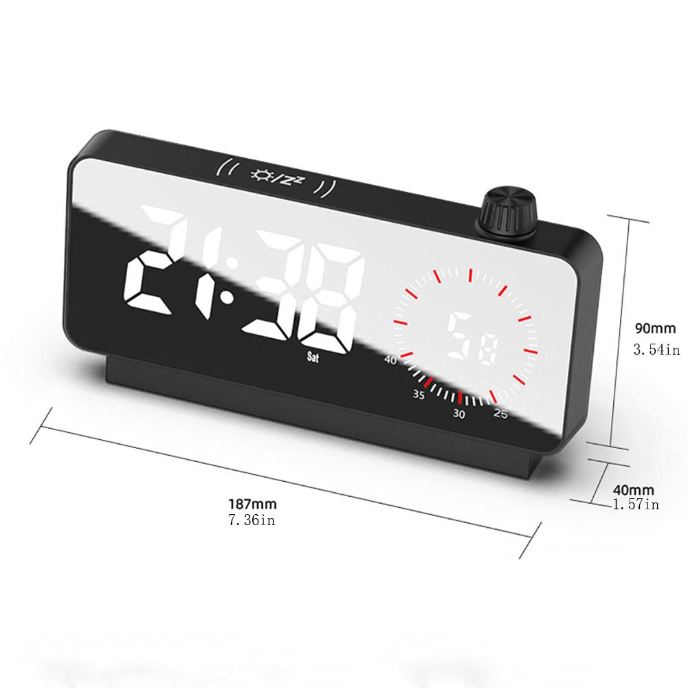1PC 6.3"LED Digital Alarm Clock Rechargeable Battery Operated Countdown Desk Clock With Timer Temperature Date Display For Study