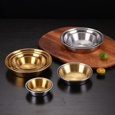 1Pieces 304 Stainless Steel Food Storage Tray Thickened Sauce Dipping Dish Snack Pan Kimchi Plate Hot Pot Outdoor Tableware