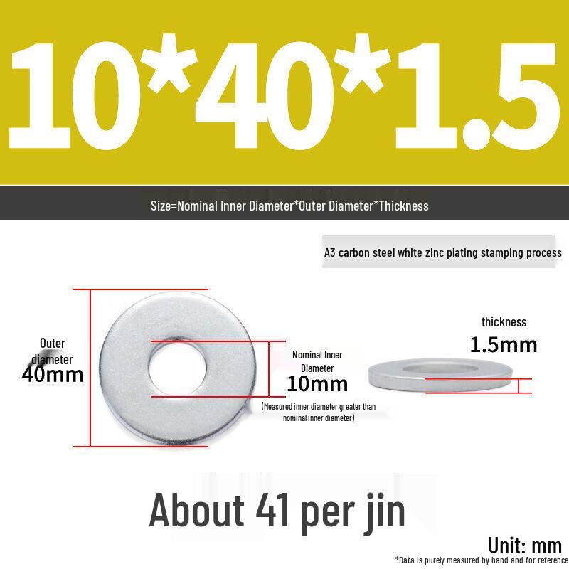 Extra Large Galvanized Metal Flat Washer - Thickened Round Screw Washer M6-M16