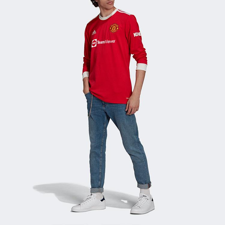 Adidas Manchester United 21-22 Season Home Fan Edition Long Sleeve Soccer Jersey New Year Recommendation Men Tops Red GR3779