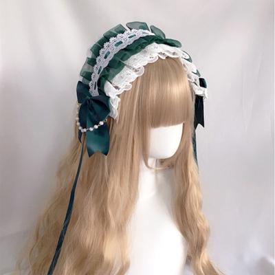Sweet Women Live Broadcast Hairband Pleated Lace Elegant Bowknot Decors Headbands Cosplay Maid Hair Hoop for Teens