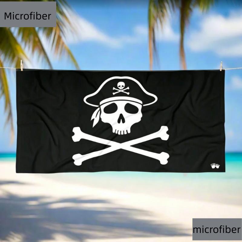 Edgy Skull Print Beach Towel Large Microfiber Sand Free Towel Trendy Summer Accessory Quick Dry Lightweight for Beach Men Women