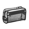 Transparent PVC Organizer with Black Handle Zippered Main Compartment Mesh Side Pocket Lightweight Portable Gym Office Home Use