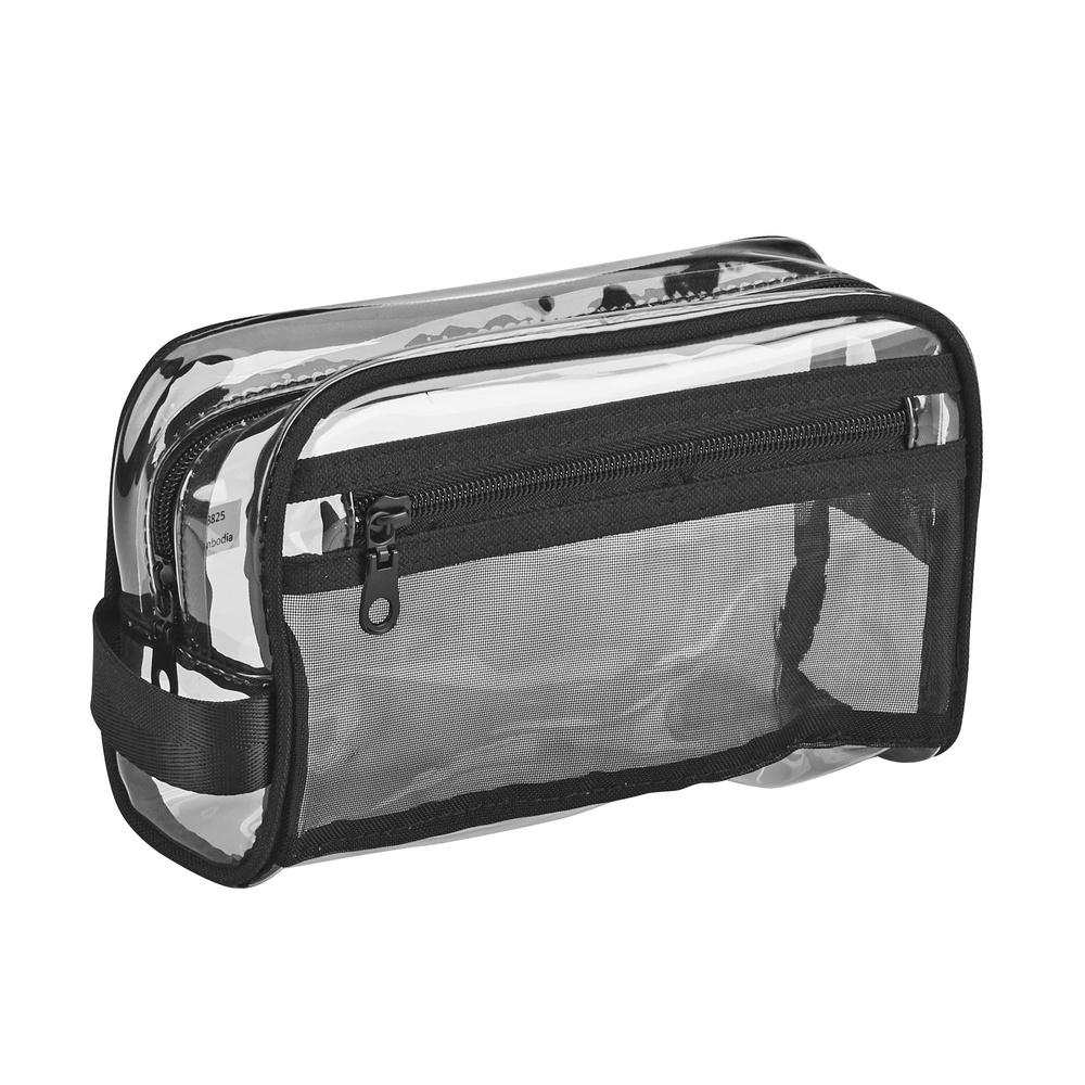 

Transparent PVC Organizer with Black Handle Zippered Main Compartment Mesh Side Pocket Lightweight Portable Gym Office Home Use United States