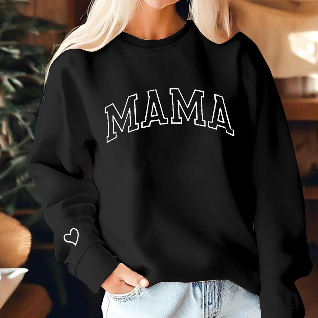 Damen Sweatshirts mit Aufdruck „Love Heart“ und Grafik, Festival-T-Shirt, lässig, langärmelig, Pullover, Tops
