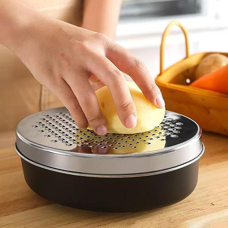 Double-sided Cheese Grater Stainless Steel Cheese Grater with Container Portable Shredder Ginger Garlic With Lid Kitchen Tool