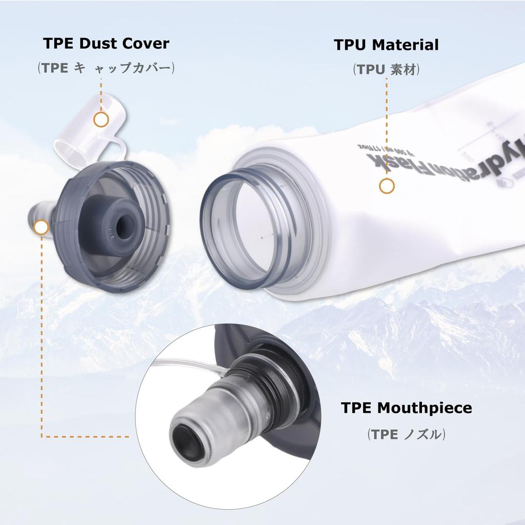 YAPJEB Hidratare Pliabilă Moale Apă 500ml pentru Activități de Trail și în Aer Liber Sticlă de Apă, Sticlă, Capacitate, Alergare, Maratoane, Alergare, Ciclism,