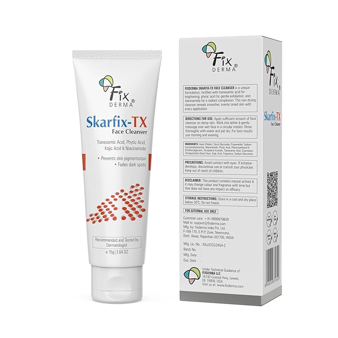 Fixderma Skarfix -TX Face Cleanser 75 gm with Tranexamic Acid, Kojic Acid & Niacinamide | Pigmentation Face Wash for All Skin Types