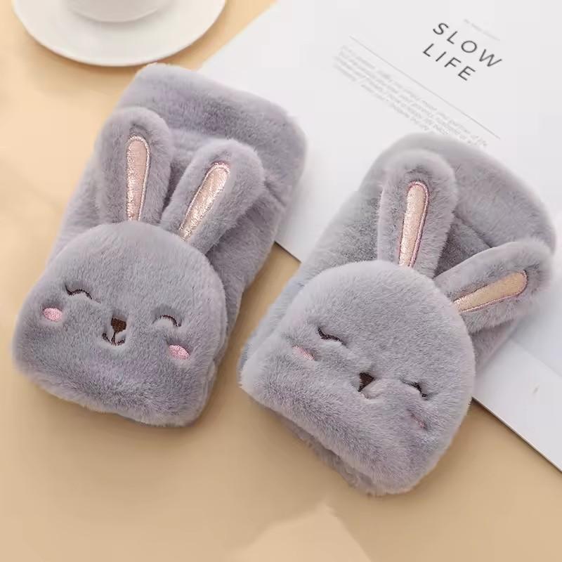Fashionable Soft Outdoor Cute Rabbit Ladies Warm Half Full Finger Winter Women Gloves
