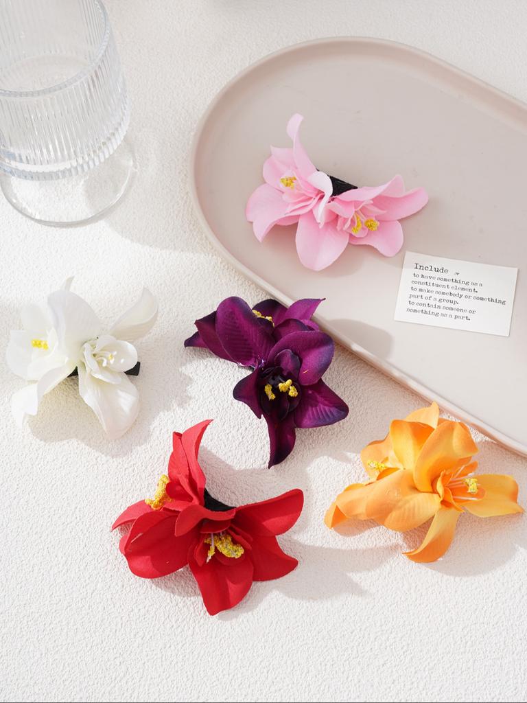 Pinzas para el pelo con diseño de flor artificial elegante, Pinza de pico de pato estilo Boho, Accesorios para el pelo para mujeres y niñas