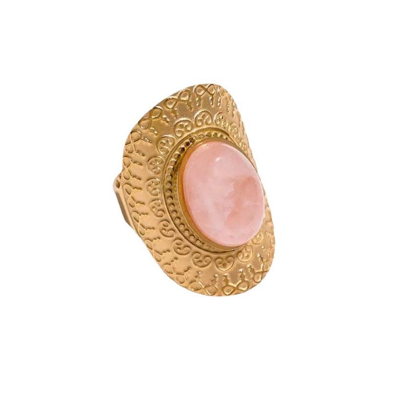Brass Plated 18K Real Gold Powder Turquoise Open Ring Female Personality Fashion Clerk Ring Female