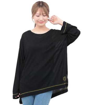 Titicaca Cool-to-the-Touch Sheer Long T-Shirt, Sheer, Long Sleeves, Crew Neck, Women's, Free Size, Black, OWJBB040