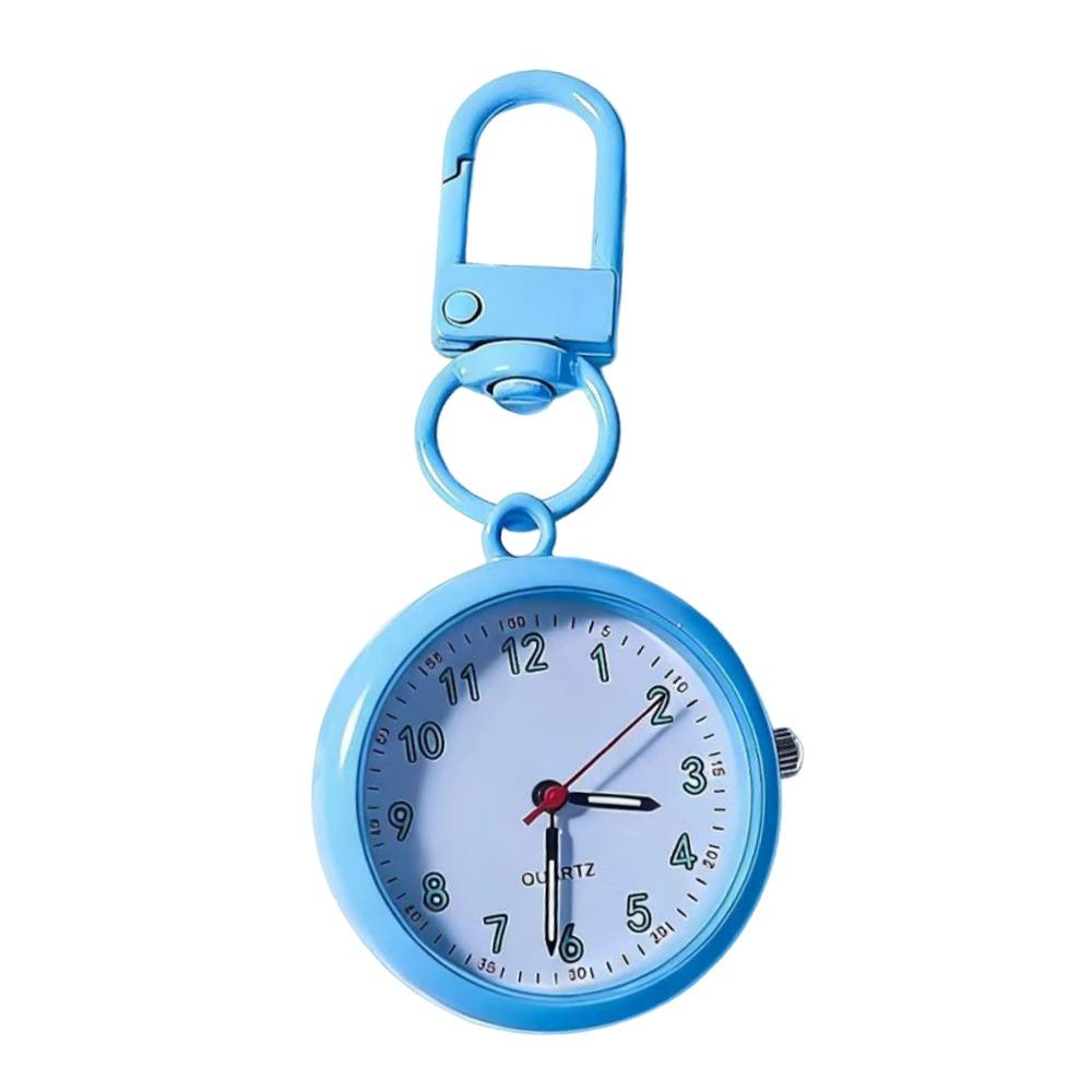 Silent Movement Exam Watch Alloy Case Leather Cover Keychain Watch Reusable Design Mini Size Pocket Watch Key Ring Accessory