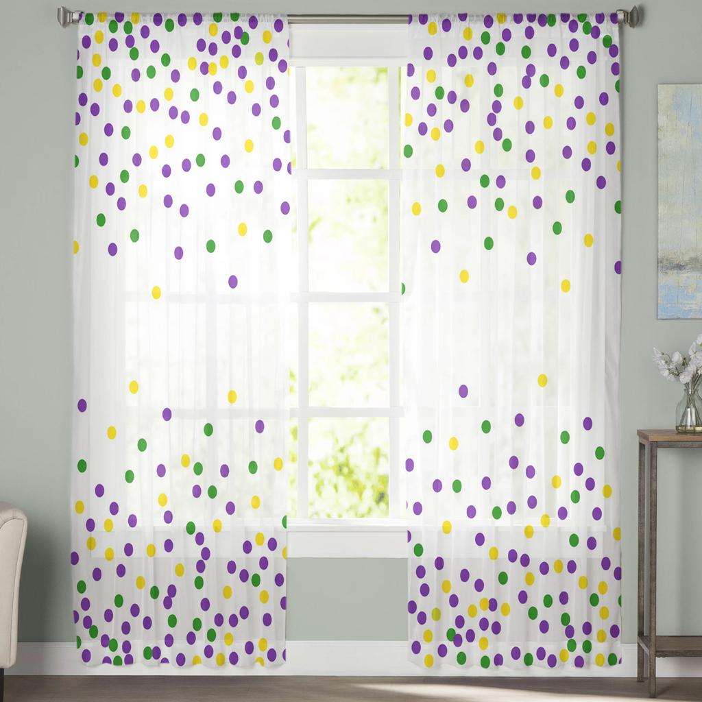 Geometric Circle Tulle Curtains For Living Room Sheer Curtain Bedroom Voile Decorative Window Treatments