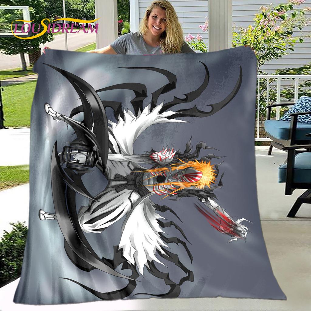 Bleach Japonský Anime Kreslený Měkká Plyšová Přikrývka, Flanelová Přikrývka Hodit pro Obývací Pokoj Ložnici Postel Pohovku Piknikový Potah Děti