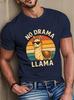 Unisex Black Crew Neck Tee Vintage Rainbow Sunset Circle Cool Sunglass Llama No Drama Llama Humorous Animal Graphic Cotton Tops