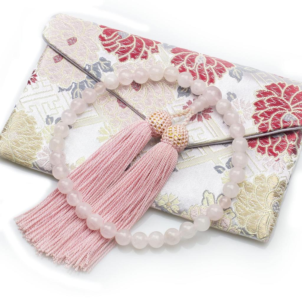 Prayer beads for rose 8mm pure silk Sanskrit magnetic prayer beads handmade prayer beads that can be used by all sects women, quartz, beads, tenbou,