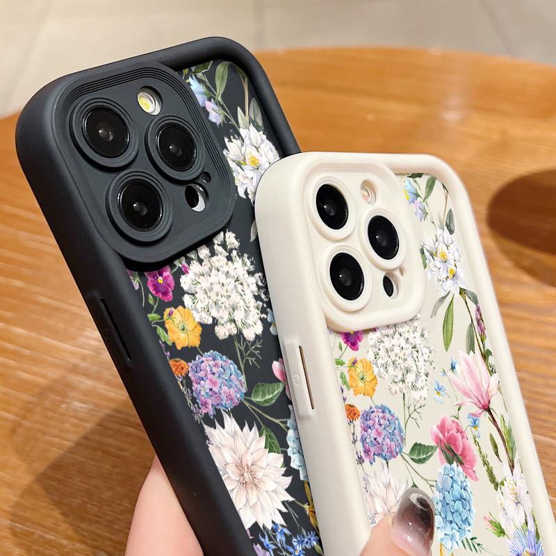Colorful flowers Phone case For iPhone 16pro  14pro 15 Pro Max 11 12 13 16 14 Plus Silicone Shockproof Case
