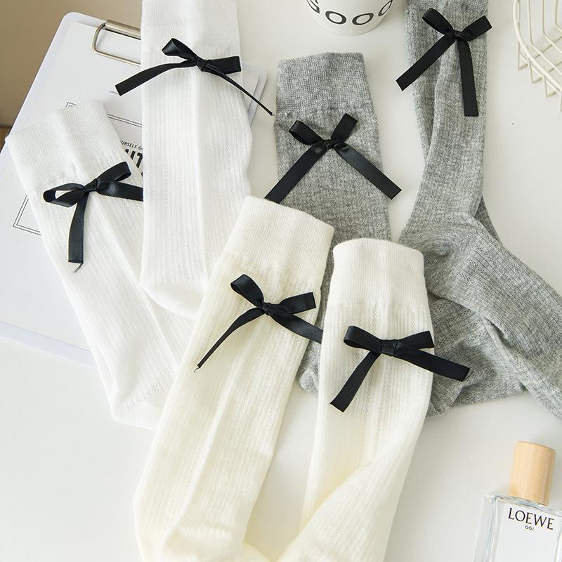 Female Summer Fashion New Bow Ballet Wind In The Tube Pile Socks