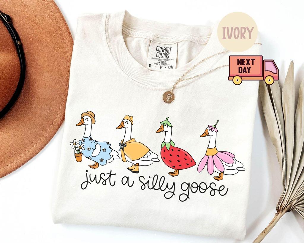 Comfort Colors® Silly Goose On the Loose Shirt, Goose T-Shirt, Silly Goose Shirts, Funny Graphic Shirt, Cute Goose Shirt, Easter Shirt