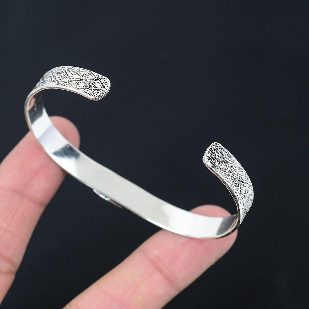 American Dichroic Glass Stone 925 Sterling Silver Sister Unique Bangle Bracelet