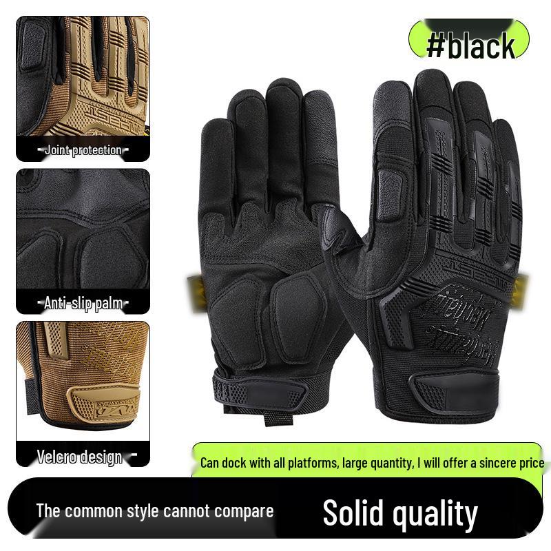 Men's Full-Finger Outdoor Tactical Gloves - Cut-Resistant, Wear-Resistant for Motorcycle Riding & Combat