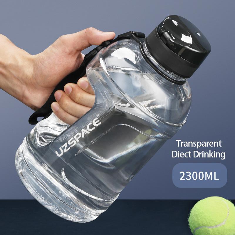 UZSPACE 2.3L 2000ML Water Bottle with Straw Clear Large-capacity Plastic Drinking Bottle Gym Tool Jug Tritan BPA Free Sports