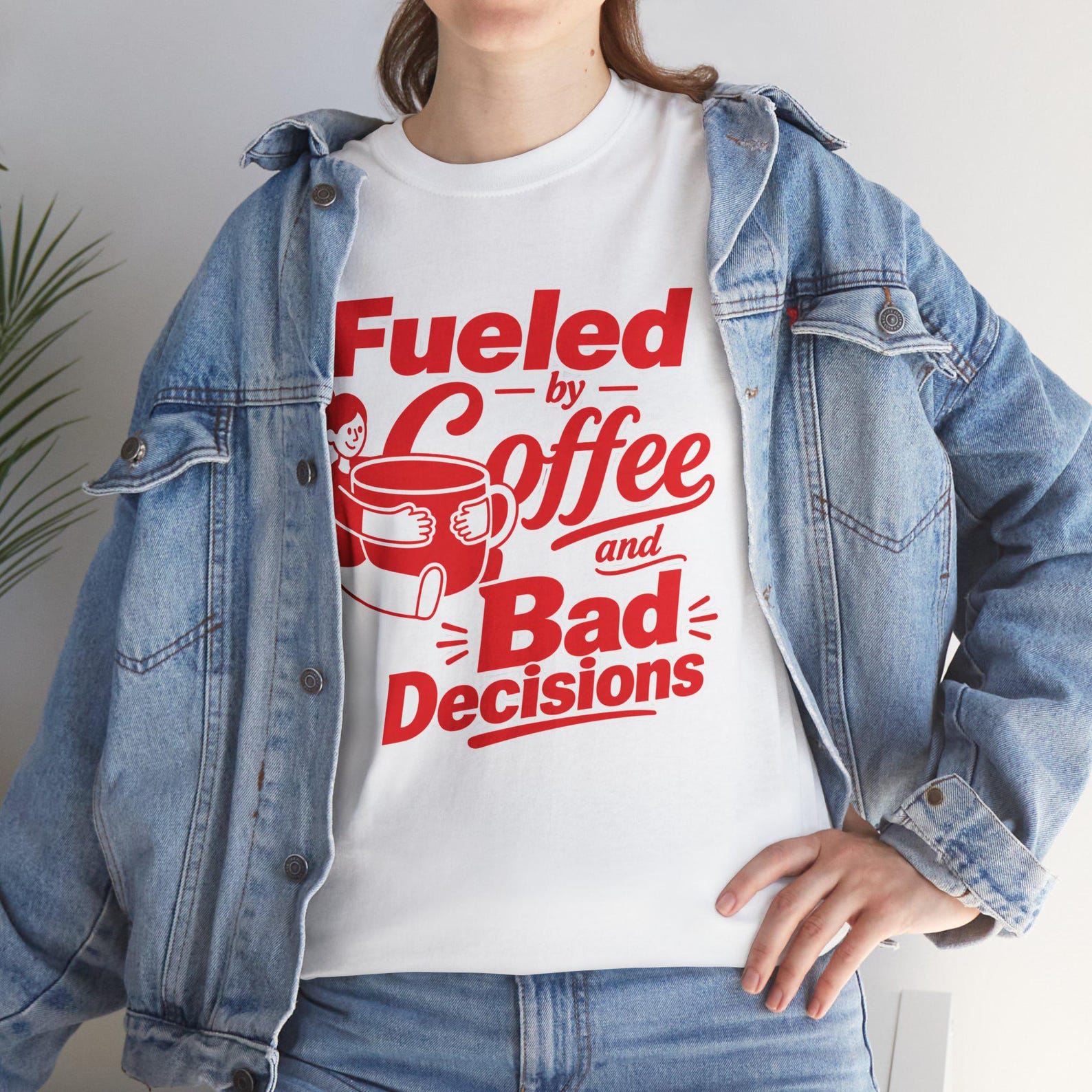 Coffee Lover and Bad Decisions T-Shirt L