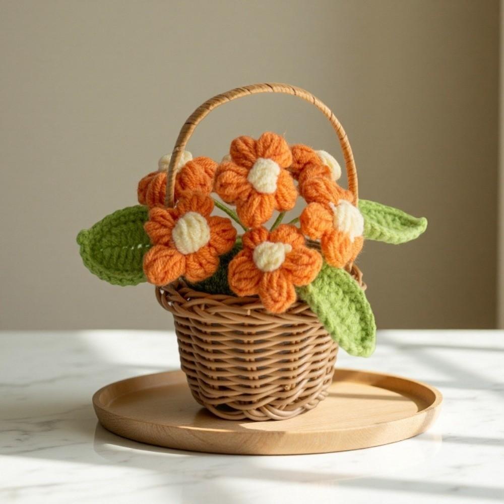 New Daisy Crochet Flower Pot Hand-knitted Mini Knitted Flowers Wool Table Ornament Gift