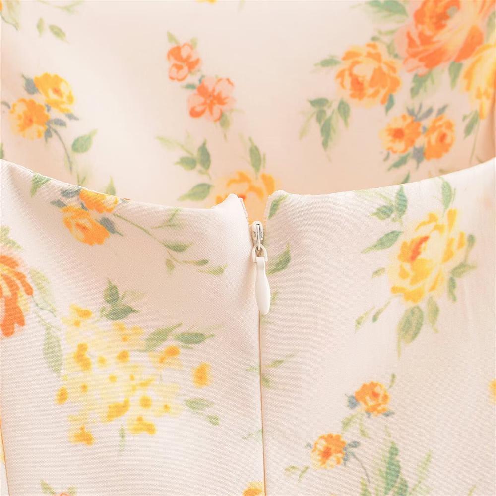 2025 Spring/Summer Women's Floral Bow-Tied Spaghetti Strap Dress